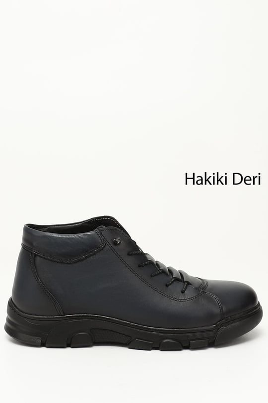 Erkek Lacivert Antik Bağcıklı Hakiki Deri Outdoor Bot