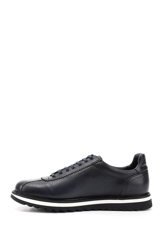 Men's Navy Blue Antique Laced Genuine Leather Comfort Sneaker