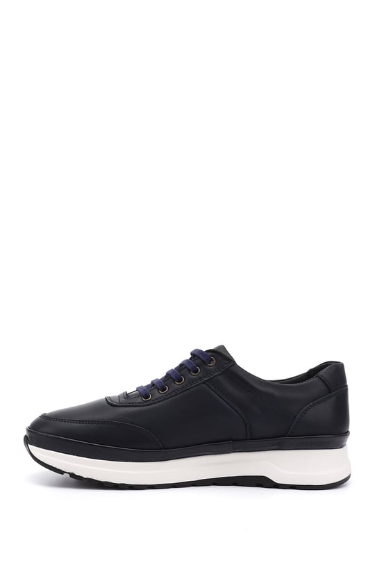Men's Navy Blue Antique Laced Genuine Leather Comfort Sneaker