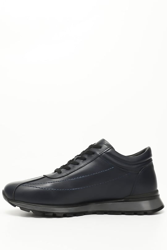 Erkek Lacivert Antik Bağcıklı Hakiki Deri Comfort Sneaker