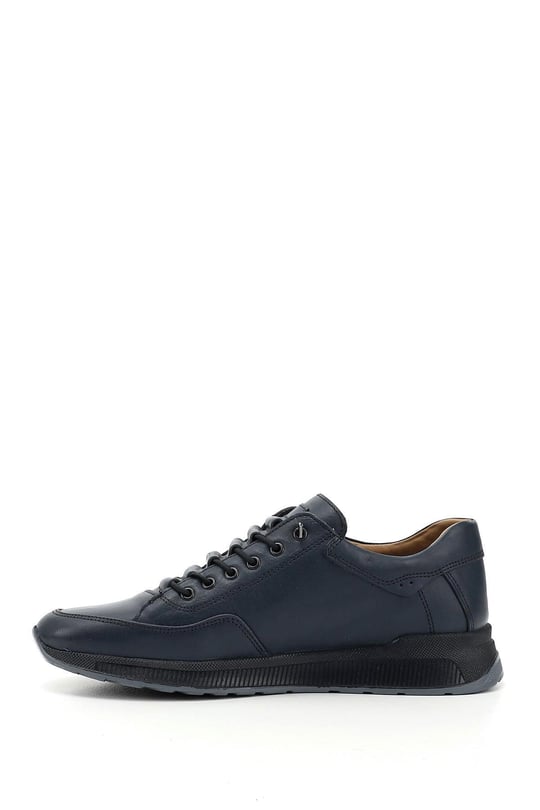 Erkek Lacivert Antik Bağcıklı Hakiki Deri Comfort Sneaker