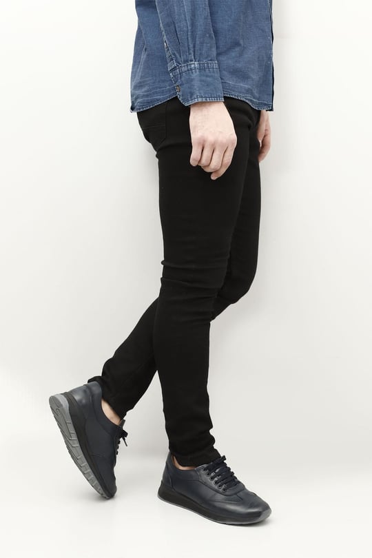 Erkek Lacivert Antik Bağcıklı Hakiki Deri Comfort Sneaker