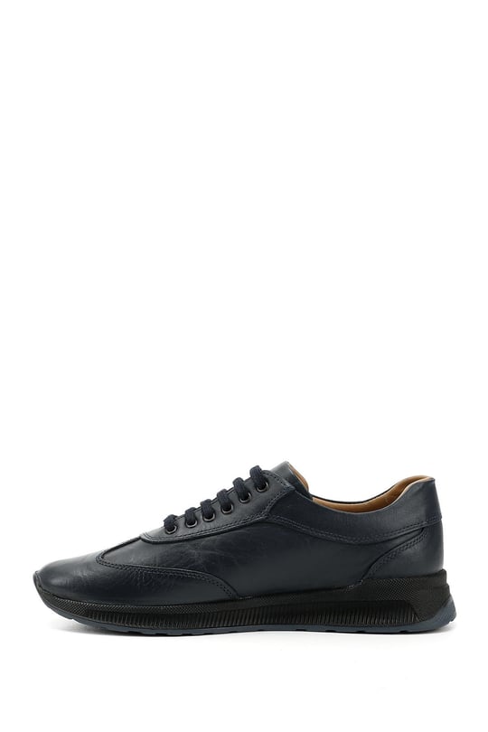 Erkek Lacivert Antik Bağcıklı Hakiki Deri Comfort Sneaker