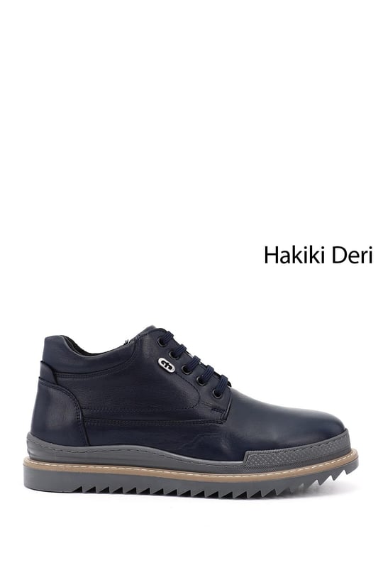 Erkek Lacivert Antik Fermuarlı Hakiki Deri Outdoor Bot