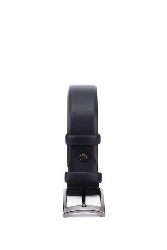 Men's Navy Blue Antique Genuine Leather 3.5 Cm Classic Belt