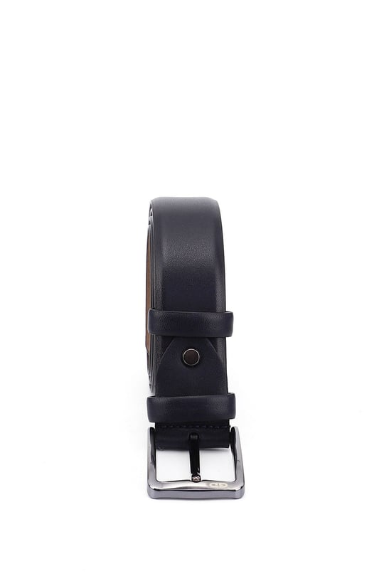 Erkek Lacivert Antik Hakiki Deri 3,5 Cm Klasik Kemer