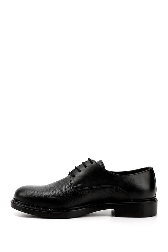 Men's Black Lace-Up Printed Genuine Leather Classic Shoes