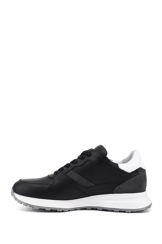 Erkek Siyah Bağcıklı Hakiki Deri Comfort Sneaker