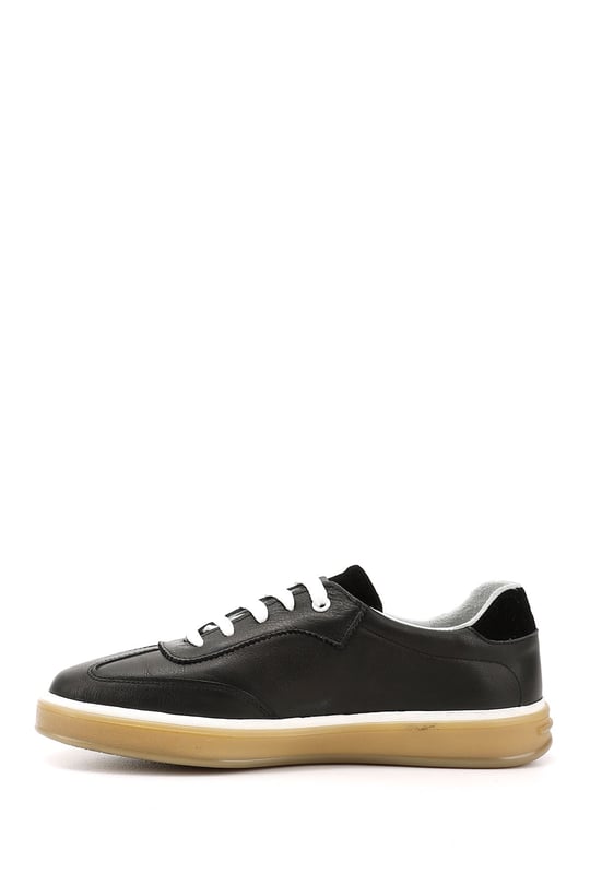 Erkek Siyah Bağcıklı Hakiki Deri Comfort Sneaker