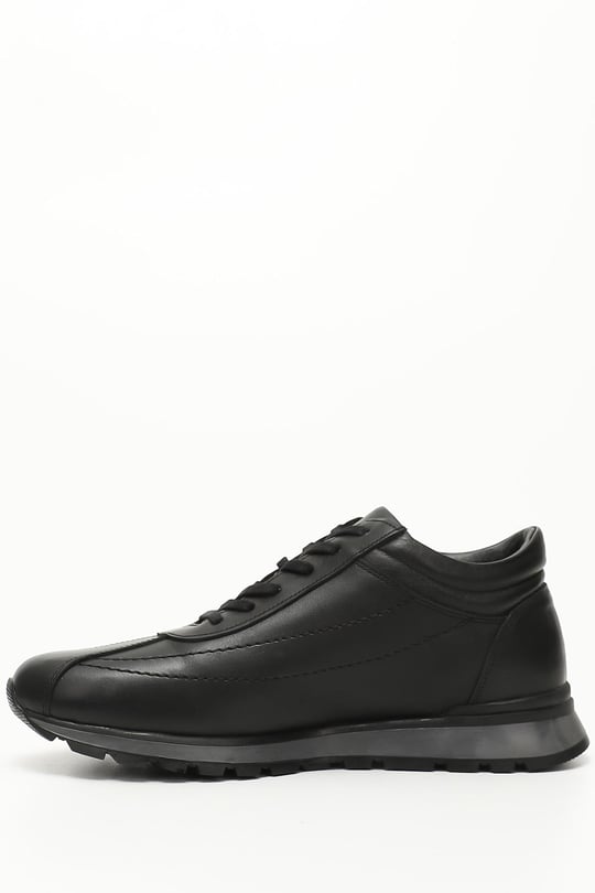 Erkek Siyah Bağcıklı Hakiki Deri Comfort Sneaker
