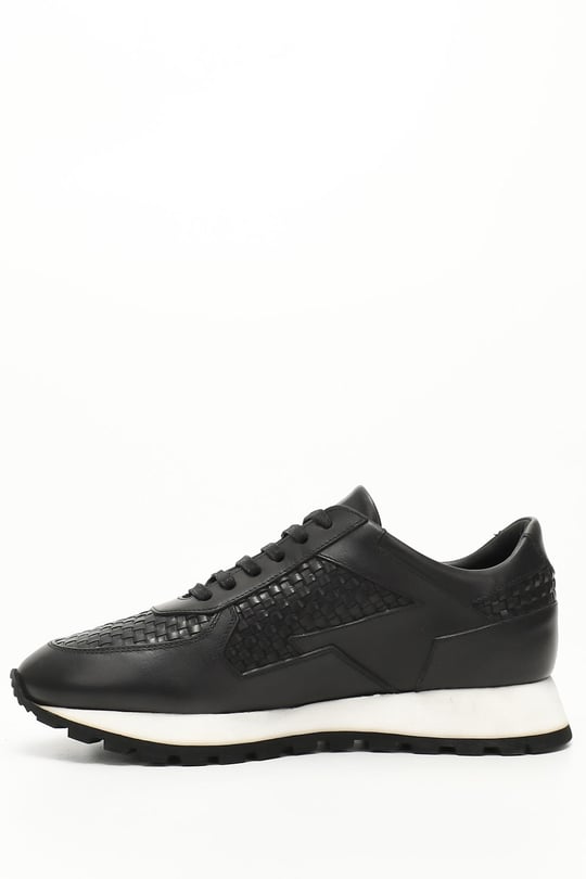 Erkek Siyah Bağcıklı Hakiki Deri Comfort Sneaker