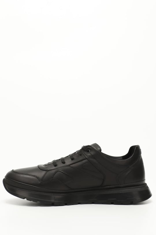 Erkek Siyah Bağcıklı Hakiki Deri Comfort Sneaker