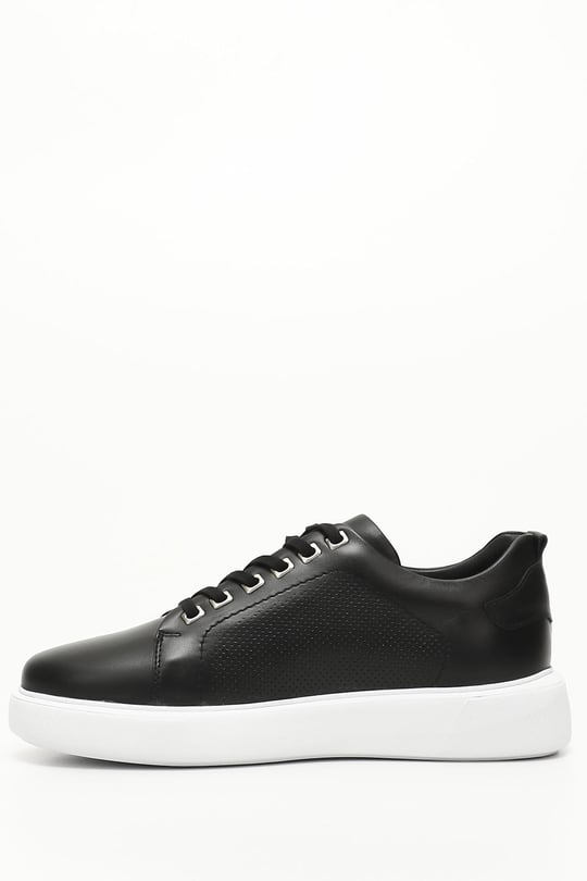 Erkek Siyah Bağcıklı Hakiki Deri Comfort Sneaker