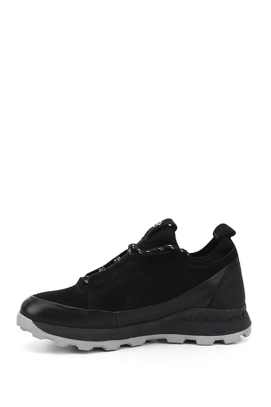 Men's Black Lace-Up Genuine Leather Comfort Sneaker