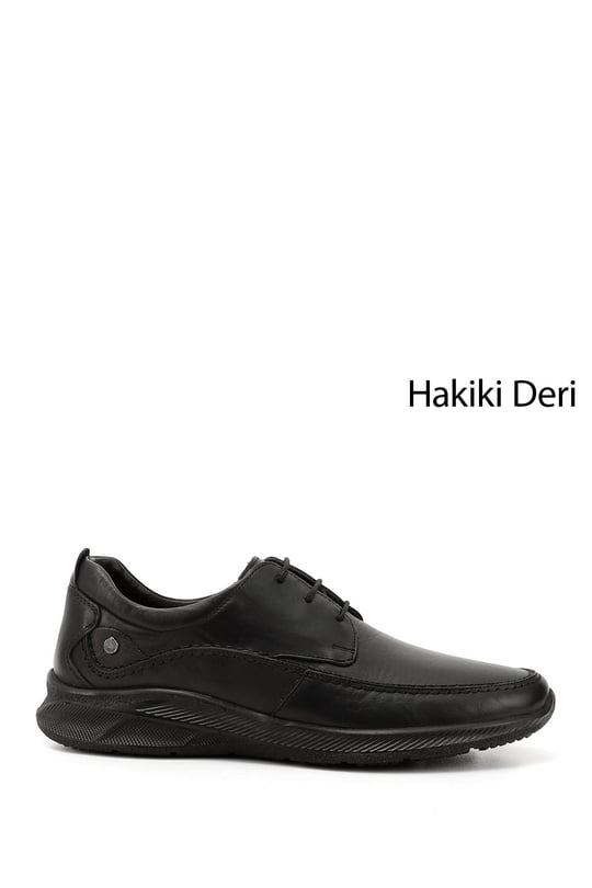 Erkek Siyah Bağcıklı Hakiki Deri Comfort Ayakkabı