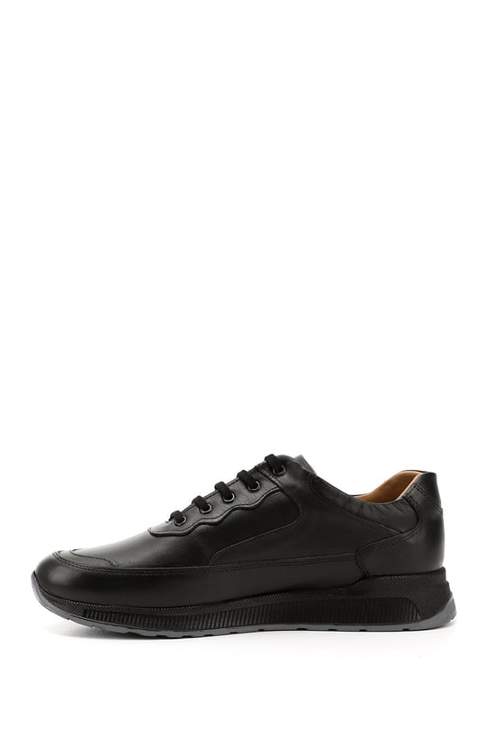 Erkek Siyah Bağcıklı Hakiki Deri Comfort Sneaker