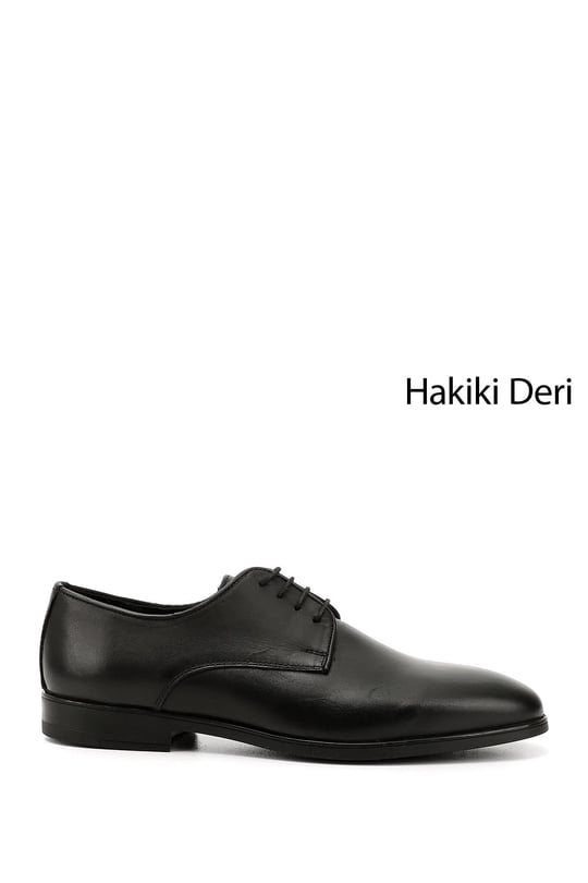 Erkek Siyah Bağcıklı Hakiki Deri Klasik Ayakkabı