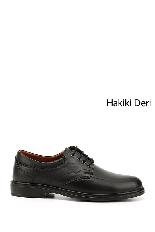 Erkek Siyah Bağcıklı Hakiki Deri Klasik Comfort Ayakkabı