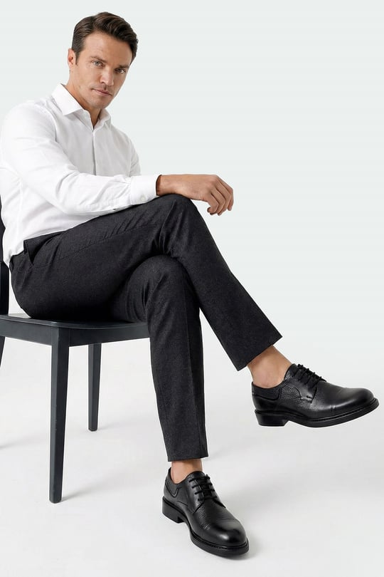 Men's Black Lace-Up Genuine Leather Classic Shoes