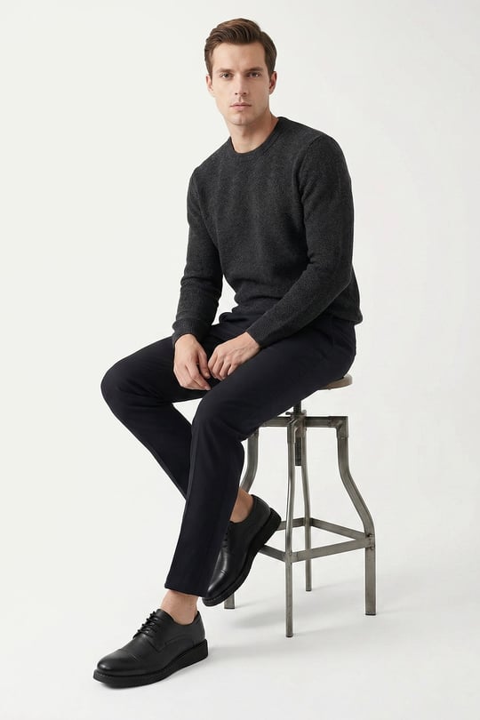 Men's Black Lace-Up Genuine Leather Classic Shoes