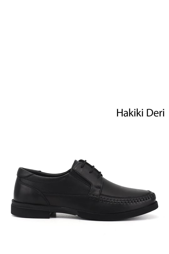 Erkek Siyah Bağcıklı Hakiki Deri Comfort Ayakkabı