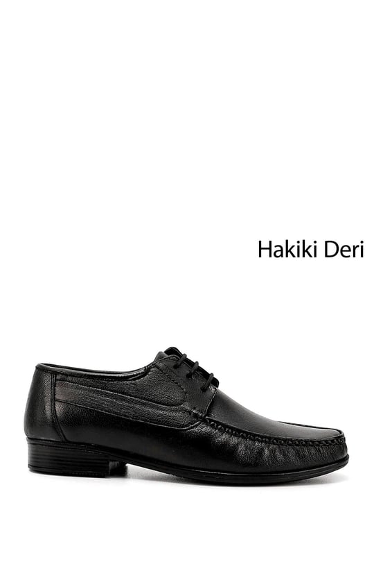 Erkek Siyah Bağcıklı Hakiki Deri Klasik Ayakkabı