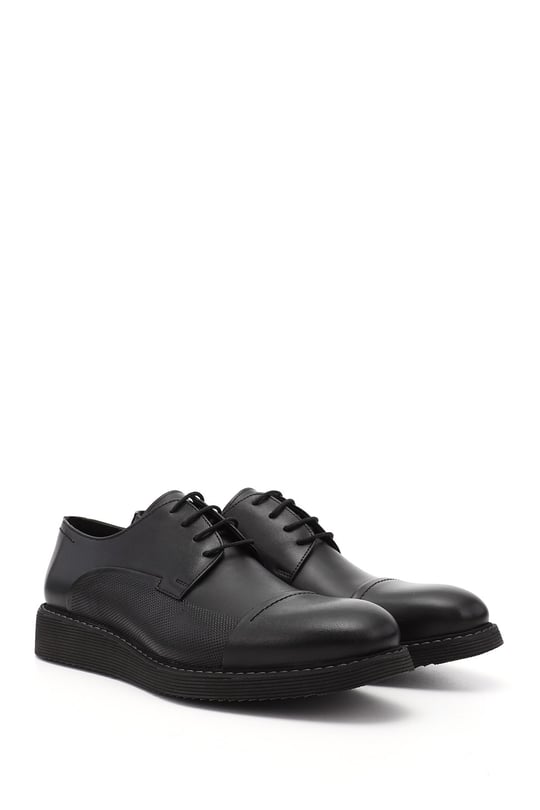 Men's Black Lace-Up Genuine Leather Classic Shoes