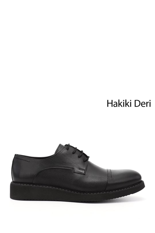 Men's Black Lace-Up Genuine Leather Classic Shoes