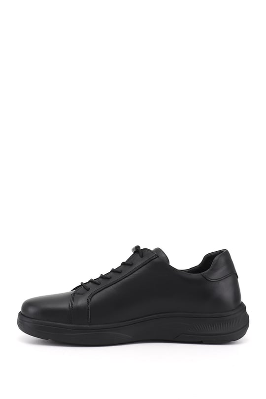 Erkek Siyah Bağcıklı Hakiki Deri Sneaker