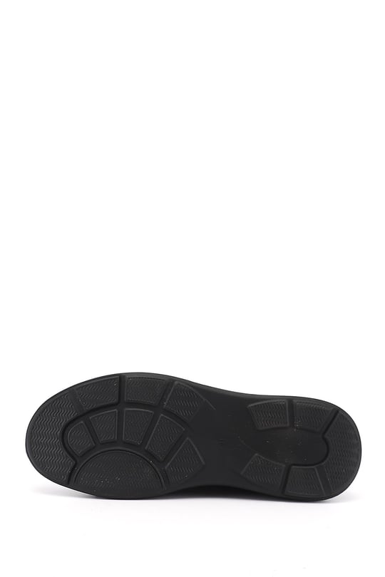 Erkek Siyah Bağcıklı Hakiki Deri Sneaker