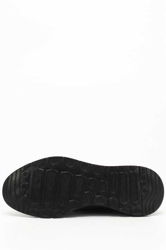 Erkek Siyah Bağcıklı Kauçuk Taban Hakiki Deri Sneaker
