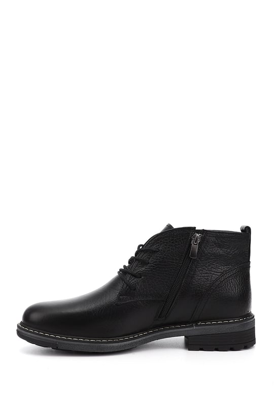 Men's Black Lace-Up Rubber Sole Genuine Leather Classic Boots