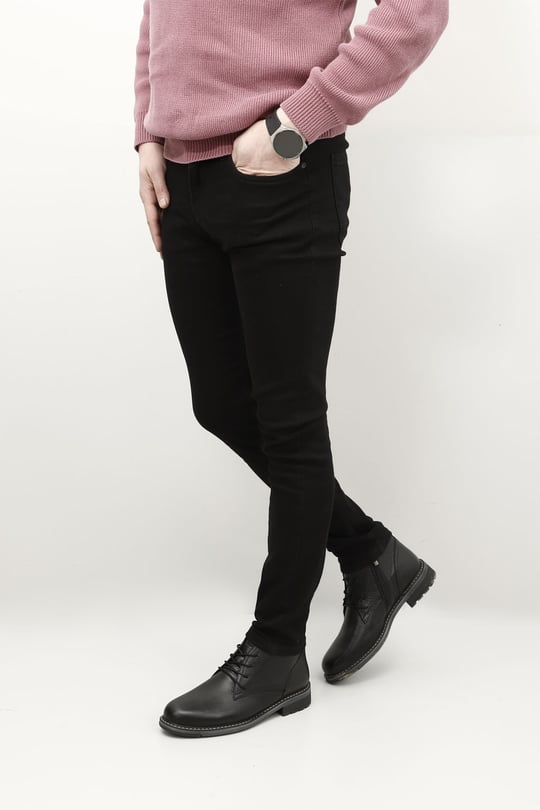 Men's Black Lace-Up Rubber Sole Genuine Leather Classic Boots