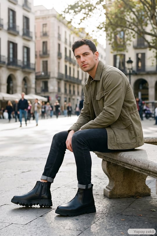 Erkek Siyah Fermuarlı Hakiki Deri Chelsea Bot