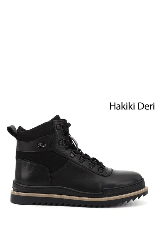 Erkek Siyah Fermuarlı Hakiki Deri Outdoor Bot