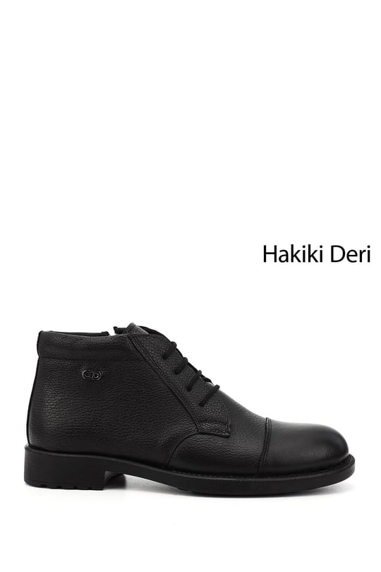 Erkek Siyah Floter Fermuarlı Hakiki Deri Klasik Bot