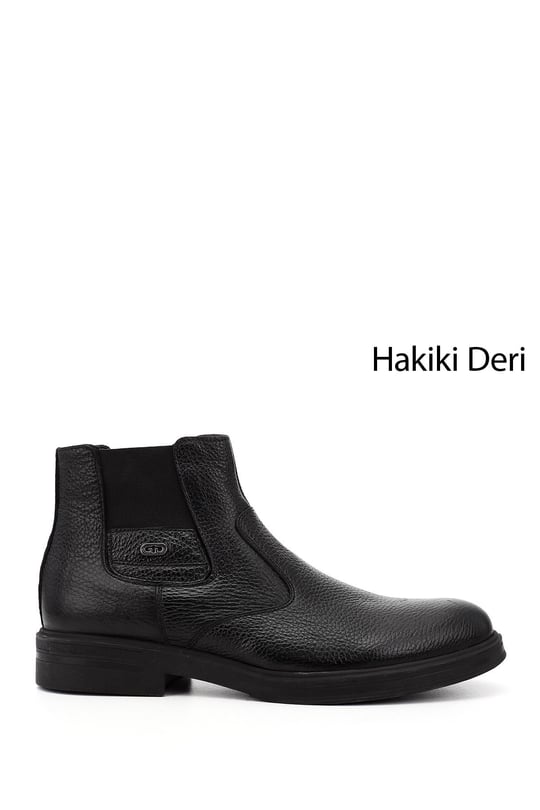 Men's Black Floter Genuine Leather Zip-Up Boots