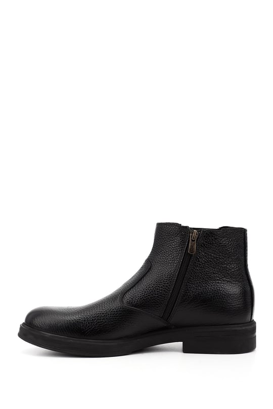 Men's Black Floter Genuine Leather Zip-Up Boots