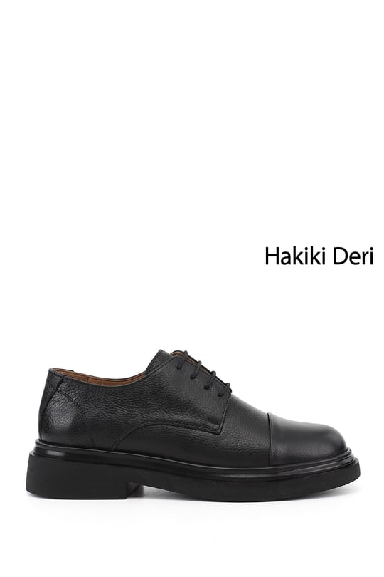 Erkek Siyah Floter Hakiki Deri Klasik Ayakkabı