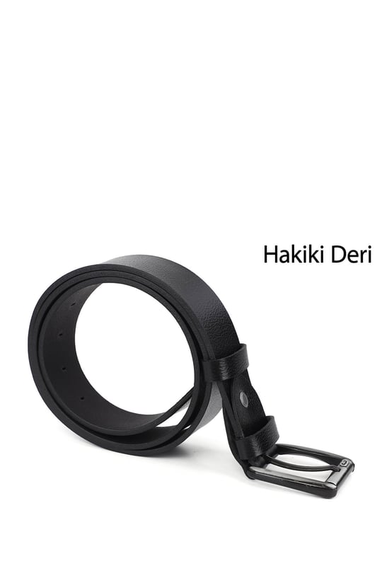 Erkek Siyah Hakiki Deri 4 Cm Kot Kemeri