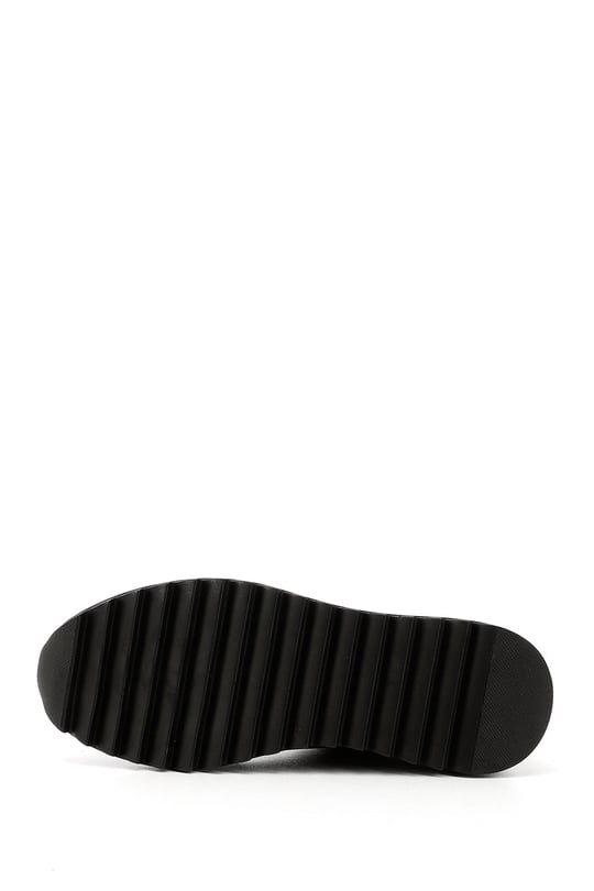 Erkek Siyah Hakiki Deri Bağcıklı Sneaker