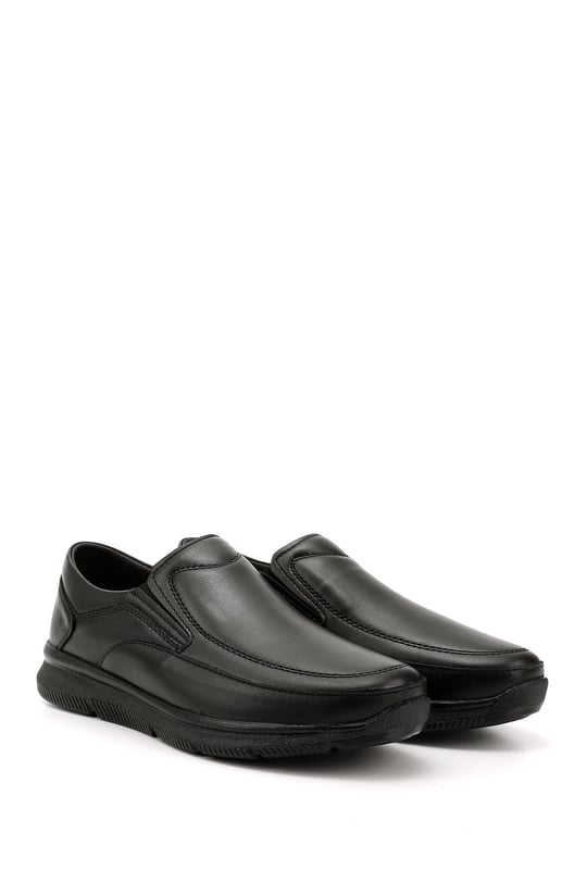 Men's Black Lace-Up Genuine Leather Shoes
