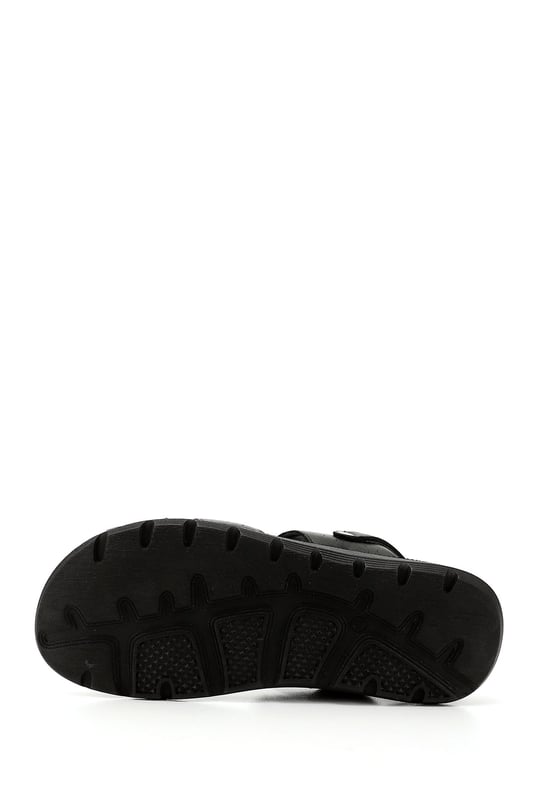 Men's Black Genuine Leather Comfort Sandals