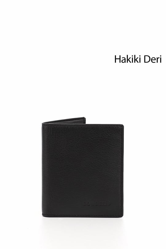 Erkek Siyah Hakiki Deri Dikey Cüzdan