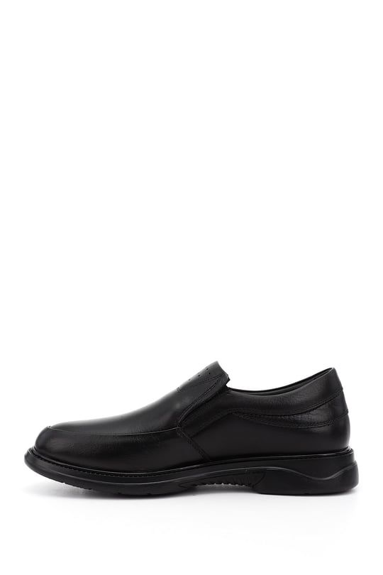 Men's Black Lace-Up Rubber Sole Genuine Leather Shoes
