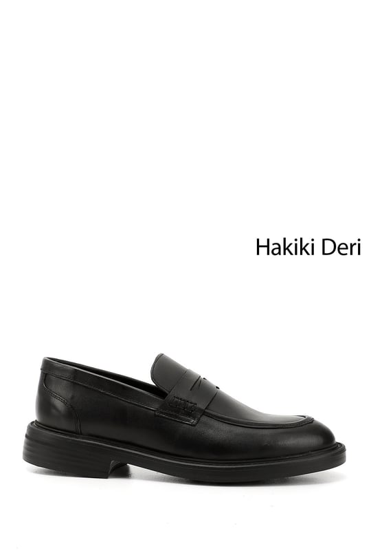 Erkek Siyah Hakiki Deri Loafer Ayakkabı