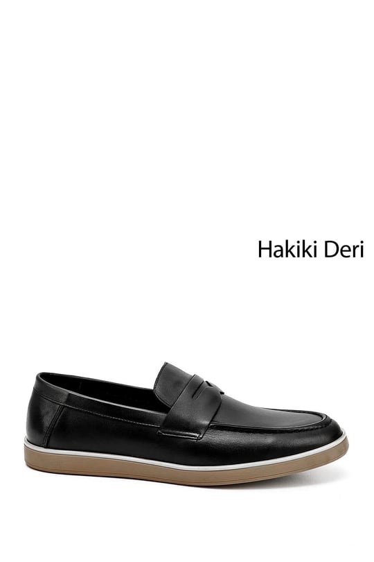 Erkek Siyah Hakiki Deri Loafer Ayakkabı