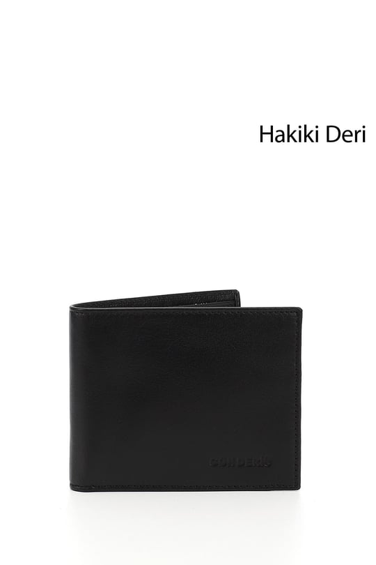 Erkek Siyah Hakiki Deri Yatay Cüzdan