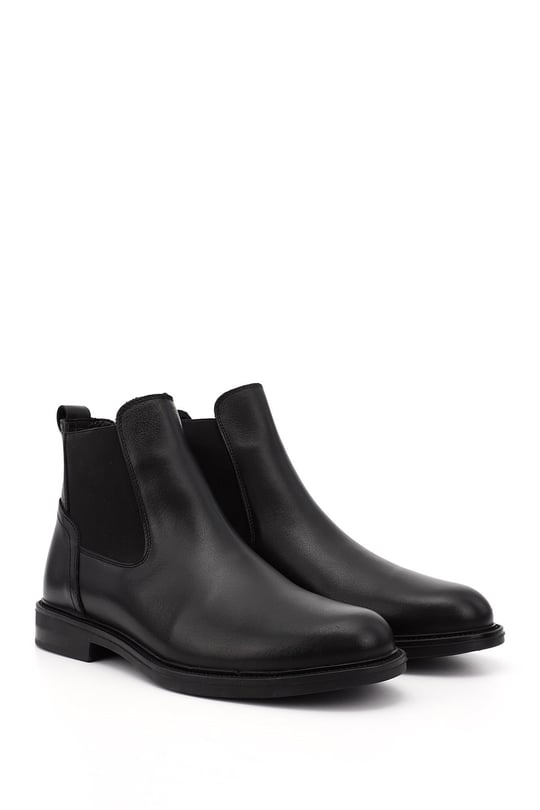 Men's Black Rubber Sole Genuine Leather Classic Boots