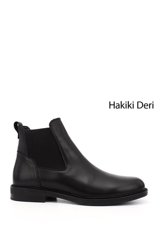 Men's Black Rubber Sole Genuine Leather Classic Boots